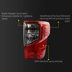 Tail Light Assembly Compatible with 2017-2019 Nissan Titan/Titan XD 2016-2019 Halogen Rear Lamp Taillight Right Passenger Side Replace#26550-EZ23D NI2801213