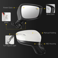 Side Mirror For Mazda CX-5 2015 2016 Blind Spot Right 6 Pins White Passenger Side Rear View Mirror Power Glass Turn Signal Light Manual Folding Door Mirrors OE# MA1321208 CLH85707056
