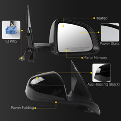 Side Mirror For 2025 2026 Tesla Model Y Juniper Black Right 13Pin OE#213097000A,2130970-00-A Mirror Memory Power Folding Power Glass RearView Mirror Right PassengerSide Door Mirror