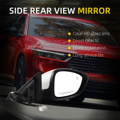 Side Rear View Mirror Compatible with 2023-2026 Honda Accord Power Heated Blind Spot Manual Folding HD Glass White Passenger Right Door Mirror Replace# 76208TVAA22 HO1321356(7pin)
