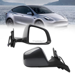 Side Rear View Mirror Compatible with 2020-2024 Tesla Model Y Door Rearview Mirror Heated Power Glass Mirror Memory Passenger Right 1594112-00-C 159411200C(13pin Midnight Silver)