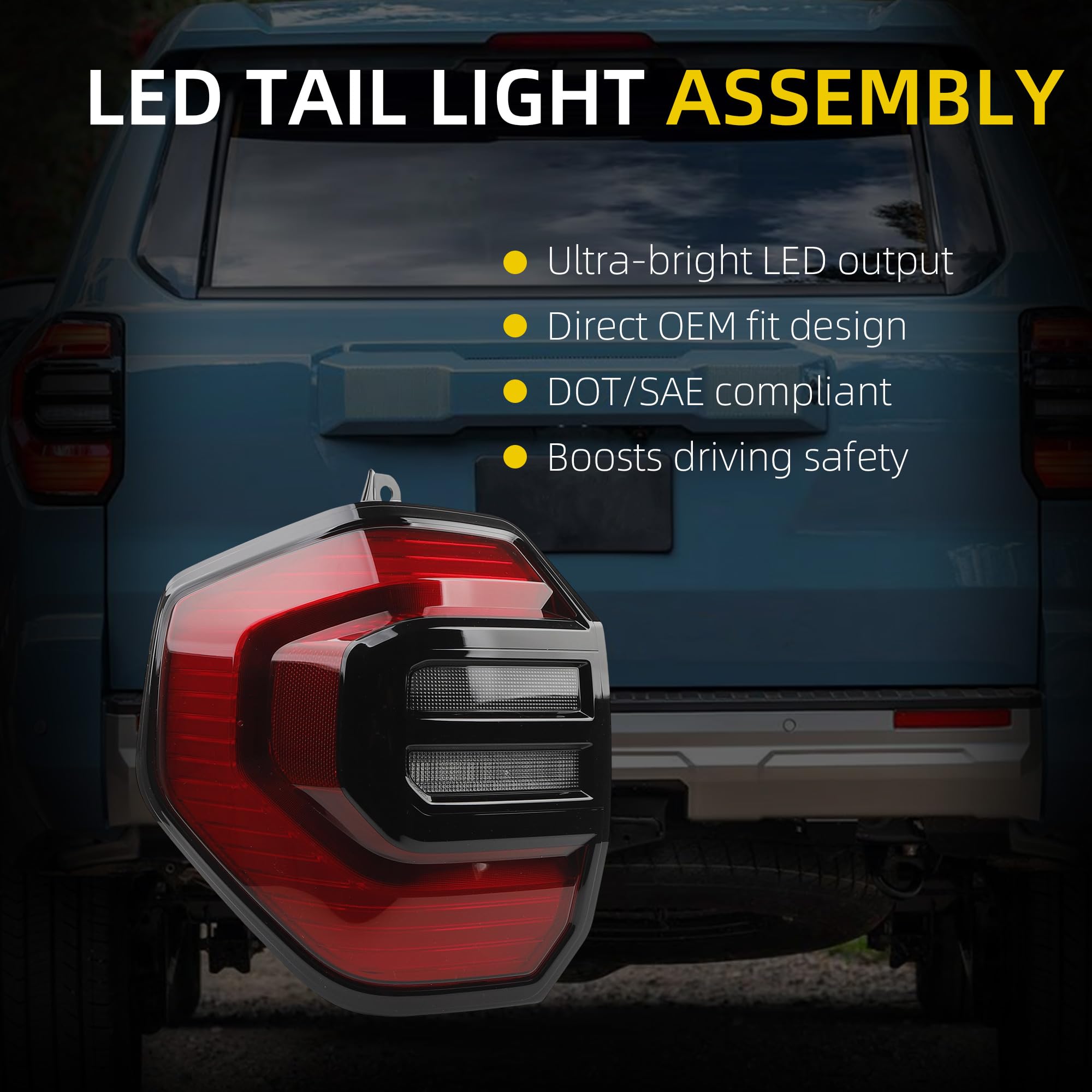 Tail Light Assembly Compatible with 2025-2026 Toyota 4Runner LED Rear Lamp Taillight Left Driver Side Replace# 81561-35410 - Dasbecan
