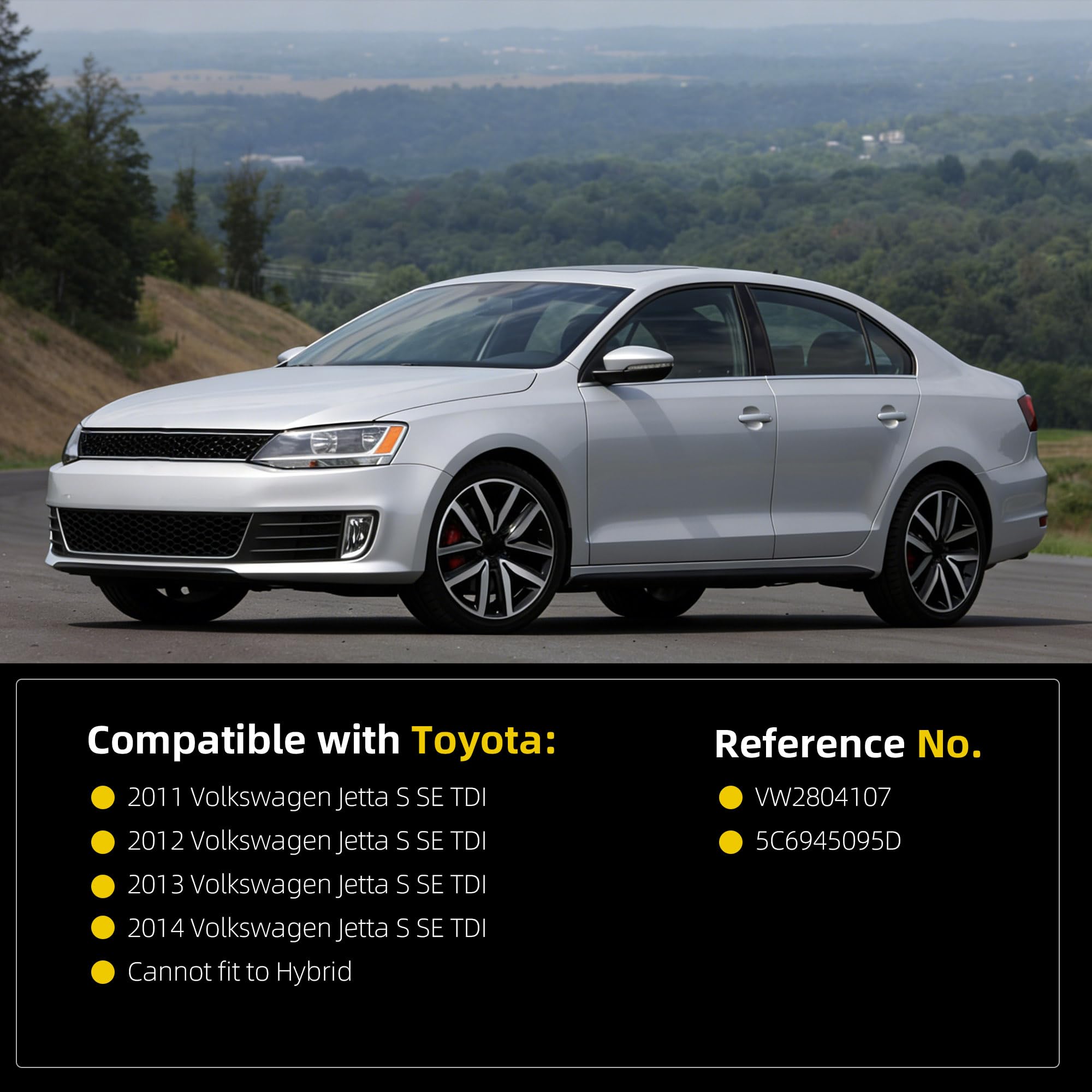 Driver Tail Light Assembly Compatible with 2011-2014 Volkswagen Jetta Rear Lamp Outer Left Side with Halogen Bulbs Rear Taillight, Cannot fit to Hybrid Replaces# VW2804107 5C6945095D - Dasbecan