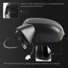 Driver Side Mirror Compatible with Nissan Rogue 2021-2023(7PINS) | Heated Manual Fold Power Glass Blind Spot Detection Turn Signal Light, Textured Black# NI1320333, 963026RR1B-PFM