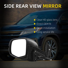 Side Rear View Mirror Compatible with 2016-2022 Honda Pilot Power Heated Turn Signal ABS Housing Door Rearview Mirror Driver Left 76250TG7C42ZD HO1320334(6pin)