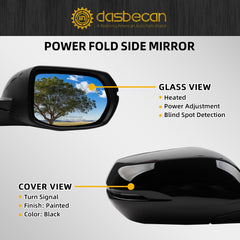 Right Passenger Side Mirror Compatible with Honda CRV 2017-2022 Manual Folding Power Glass Heated with Turn Signal Light Blind Spot Detection BSD Replaces 76201T1WA01ZF 9Pins