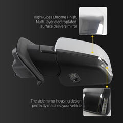 Driver Side Mirror Compatible with 15-20 Ford F150 Chrome 18pin | Electric folding, Memory, Blind Spot, Turn Signal Lamp, Clearnce Lamp, Puddle Lamp Left Door Replaces FL3Z17683NB, FO1320529