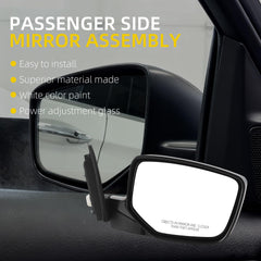 Right Side Mirror Compatible with 08-12 Honda Accord White 3 Pins Passenger Side Mirror with Power Adjustment Glass, Manual Folding, Non-Heated Replaces 76208TA5A01, HO1321230