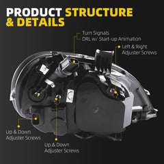 Dasbecan LED Headlight Assembly Compatible with Freightliner Columbia 96-17