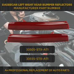 Left Right Rear Bumper Reflector Lamp Compatible with Acura MDX 2010-2013 Driver Passenger Side Reflector Light Trim Replace# 33555-STX-A11 33505-STX-A11