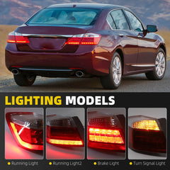 LED Tail Light Assembly Compatible with 2013-2015 Honda Accord Sedan EX-L Touring Rear Lamp Taillight Right Passenger Side Replace# 33500T2AA12