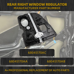Rear Right Passenger Side Window Regulator Without Motor Compatible with Dodge Ram 1500 2009-2020 Replaces 68045170AA 68045170AB 68045170AC