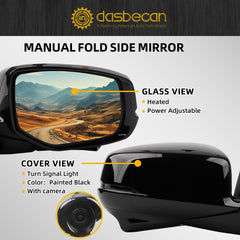 Right Passenger Side Mirror Compatible with Honda Accord 2013 2014 2015 Power Glass Heated with Camera with Turn Signal Light Door Mirror Assembly Replaces 76200T2GA42ZC Black 12Pins