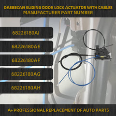 Sliding Door Latch Lock Actuator with Cables Compatible with Dodge RAM ProMaster Cargo Van 1500 2500 3500 2019-2025 Passenger Side Slide Door Lock Actuator Cable Assembly Replaces# 68226180AI
