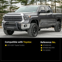 Right Passenger Side Door Mirror Compatible with 2014-2021 Toyota Tundra Blind Spot Detection Manual Folding Power Glass Heated Replaces 879100C400 879100C440-PFM TO1321303 Textured (7pins)