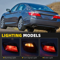 Tail Light Assembly Compatible with 2013 2014 2015 Honda Accord Sedan EX LX Sport Halogen Rear Lamp Taillight Left Driver Side Replace#33550T2AA01 HO2804101