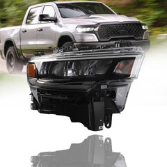 Right Passenger Side Headlight Assembly Compatible with Ram 1500 2025-2026 Replace 68530376AA Chrome Trim Head Lamp Light Replacement