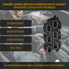 Lower Intake Manifold with Gasket Compatible with Jeep Grand Cherokee Dodge Avenger Chrysler 200 300 Town Country Ram 1500 2011-2021 Replace# 05184199AF