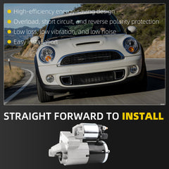 Starter Motor 19000N Compatible with Mini Cooper 2007-2015 Cooper Countryman Cooper Paceman L4 1.6L Replaces# 19000 113960 12417552105 12417582309 75500178004 0001106405 0001106406 0986021970