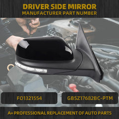 Right Passenger Side Door Mirror Compatible with Ford Explorer 2011-2019 Power Adjusted Glass Heated with Turn Signal Light Puddle Lamp Blind Spot Glass Replaces FO1321554 Black 7Pins