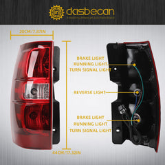 Rear Tail Light Assembly Compatible With 2007-2014 Chevrolet Tahoe Suburban Taillights With Bulbs & Wiring Harness Replaces# GM2801196 GM2800196 (Rear Left and Right Side)