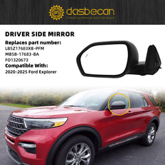 Left Driver Side Mirror Compatible with Ford Explorer 2020 Replaces LB5Z17683XB-PFM