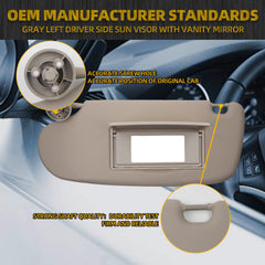 Pair Sun Visor W/Mirror Compatible with Dodge Ram 1500 2500 3500 2002 2003 2004 2005 2006 2007 2008 2009 Replaces# 1902167 (Not extendable)