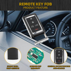 Key Fob Replacement Compatible with Jeep Grand Wagoneer Cherokee L 2021-2023 Keyless Entry Remote Control Replaces 68469565 68377534 M3NWXF0B1 5 Buttons