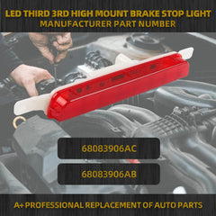 LED 3rd Third Brake Light Center High Mount Stop Light Compatible with 2008-2019 Dodge Grand Caravan 2008-2019 Chrysler Town & Country Replaces# 68083906AC 68083906AB