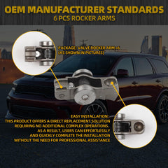 5047896AD 6 PCS Valve Rocker Arms Compatible with Chrysler Pacifica Voyager| Dodge Durango| Jeep Gladiator Wrangler Grand Cherokee| Ram ProMaster 1500,3.6L Replace# 5047896AC