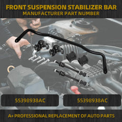 55398938AC Front Stabilizer Bar K80894 Front Sway Bar Link Kit with Bushing Kit Compatible with Dodge Ram 1500 09-10 Ram 1500 11-18 Ram 1500 Classic 19-22 4WD Replace 55398938AB