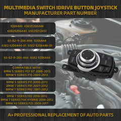 9206444 Media Switch Controller Joystick i-Drive 10 Pins 65829206444 Compatible with BMW F01 F02 F03 F04 F07 F10 F11 F25 Hybrid 5 7 X3 Series GT 2007-2017#OE ‎65829206446