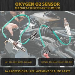 2PCS Oxygen Sensor 234-9091 234-4462 Compatible with 2008-2012 Honda Accord 2011-2013 Acura TSX 2.4L Upstream & Downstream O2 Sensor Replaces# 36531-R40-A01 36532-R40-A01