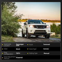 Right Passenger Side Non-Heated Door Mirror Compatible with Nissan Frontier 2005-2021 Nissan Pathfinder 2005-2012 Manual Folding Black