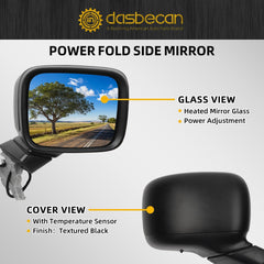 Passenger Side Door Mirror Compatible with 2015-2023 Jeep Renegade Heated Manual Fold Power Glass Temperature Sensor Right Mirror Replaces# 5VY85LXHAA (5+2Pins）