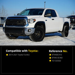 Left Driver Side Door Mirror Compatible with 2014-2021 Toyota Tundra Manual Folding Power Glass Heated Without Blind Spot Detection Replaces 879400C410 87940-0C460 TO1320302 Painted (5pins)