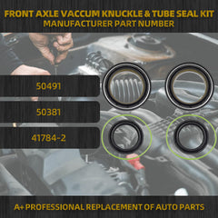 Front Axle Knuckle Tube Front Oil Seal Set Compatible with Ford 1999-2004 F250 F350 F450 F550 Super Duty 2000-2005 Excursion Dana 50 60 Replaces# 50491 50381 41784-2