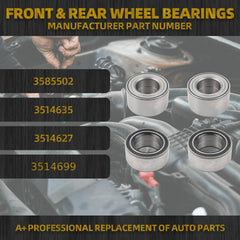 Front & Rear Wheel Bearings Compatible with Polaris Ranger 700 900 1000 XP 2013-2019 Replace 3585502 3514635 3514627 3514699 3514822