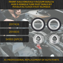 Front Axle Vacuum Knuckle Seal & Hub O-Ring & Dust Seals Kit Compatible With 2005-2019 Ford F250 F350 F450 F550 Super Duty Dana Super 60 Replaces#2017426 2014835 54983