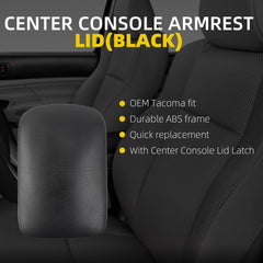 Center Console Lid Compatible with 2005-2015 Toyota Tacoma Front Seat Center Console Armrest Lid Replace# 58905-AD020-B0（Black）