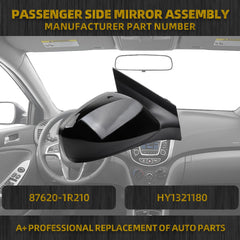 Right Passenger Side Mirror Compatible with 2012-2017 Hyundai Accent Gloss Black Door Mirror with Power Glass, Manual Folding Replace# HY1321180 87620-1R210 876201R210 (3 pins)