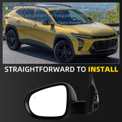 Side Rear View Mirror Compatible With 2024-2026 Chevy Trax Power Glass Bind Spot Heated Shell Trim Assembly Door Mirrors ViewMirror Left Driver Side Replace# 42891804 42794439(6 Pins)