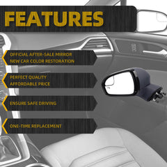 Left Driver Side Mirror Assembly Compatible with Ford Fusion 2013-2016 Power | Heated | Turn Signal | Puddle Light | Manual Folding| FS73-17683| Paintable|7Pins