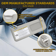 Sun Visor Compatible with 2013-2018 Toyota Rav4 (4th Gen XA40) Sunvisor Right Passenger Side (Gray) Replace 74310-42593