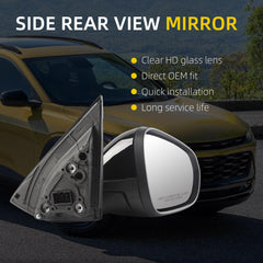Side Rear View Mirror Compatible With 2024 2025 2026 Chevy/Chevrolet Trax Power Glass Heated Door Mirrors ViewMirror Assembly Right Passenger Side Replace# 42891809 42794437(5 Pins)