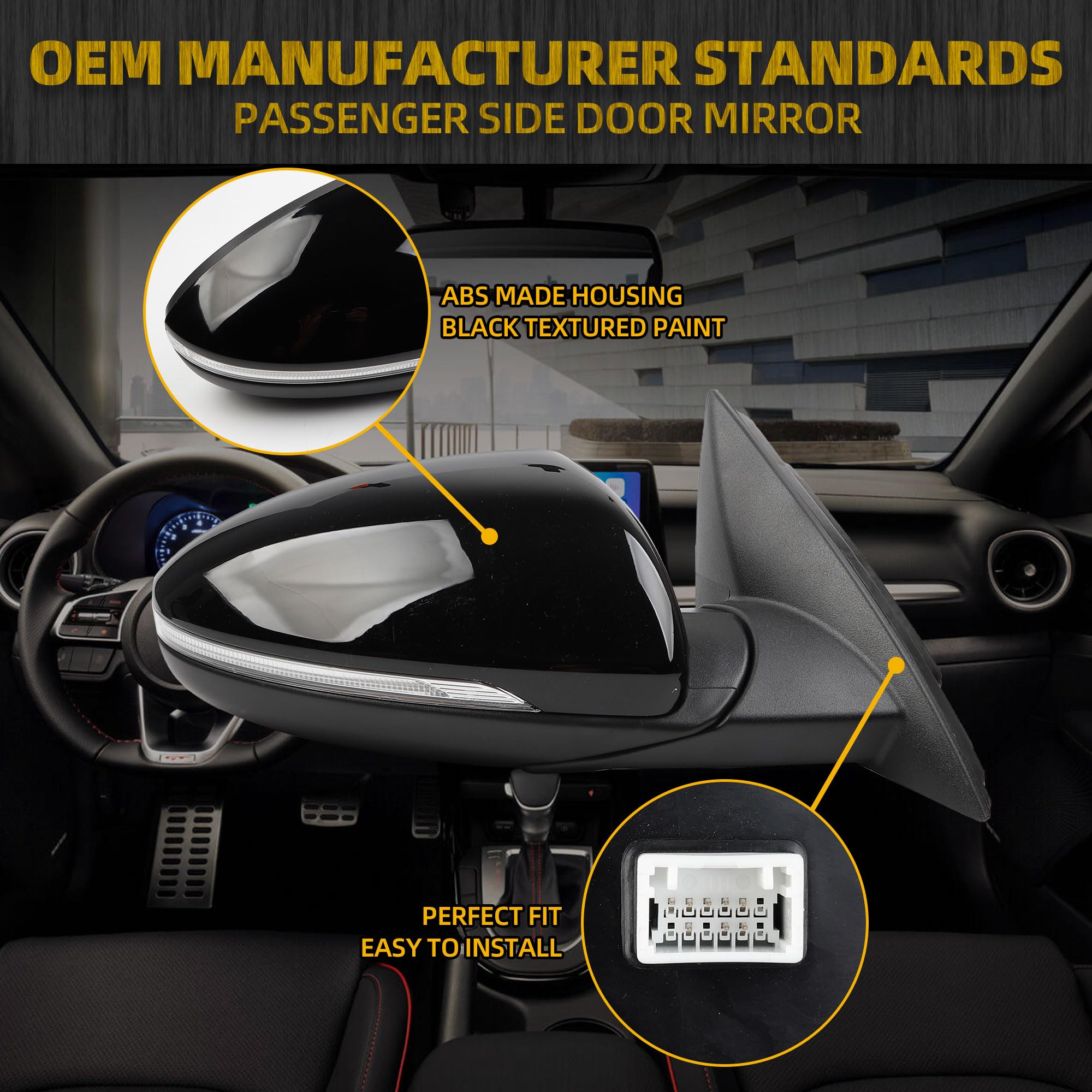 Passenger Side Mirror Replacement Glass for Kia Forte 2019-2024 Passenger Side Mirror Replacement Glass for Kia Forte 2019-2024