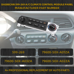 599-269 AC Heater Climate Control Panel Compatible with 1999-2004 Honda Odyssey LX 3.5L V6, Cab Air Conditioning Controller Switch, Replace# 79600-S0X-A01ZA,79600-S0X-A03ZA,79600-S0X-A02ZA