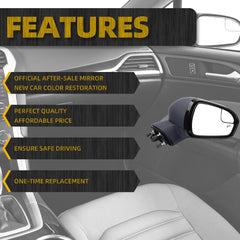 Right Passenger Side Mirror Assembly Compatible with Ford Fusion 2016-2020 Power | Heated | Turn Signal | Puddle Light | Manual Folding | FS73-17682 | Paintable | 7Pins