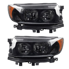 Halogen Headlight Compatible with 2006-2008 Subaru Forester Left Driver/Right Passenger Side Headlight Assembly Black Housing Replaces# 84001SA461 84001SA471 SU2502119 SU2503119