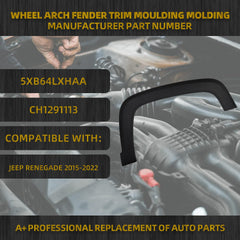 Front Right Fender Trim Compatible With 2015-2022 Jeep Renegade Fender Flares Wheel Arch Moulding Passenger Side Replaces# 5XB64LXHAA CH1291113